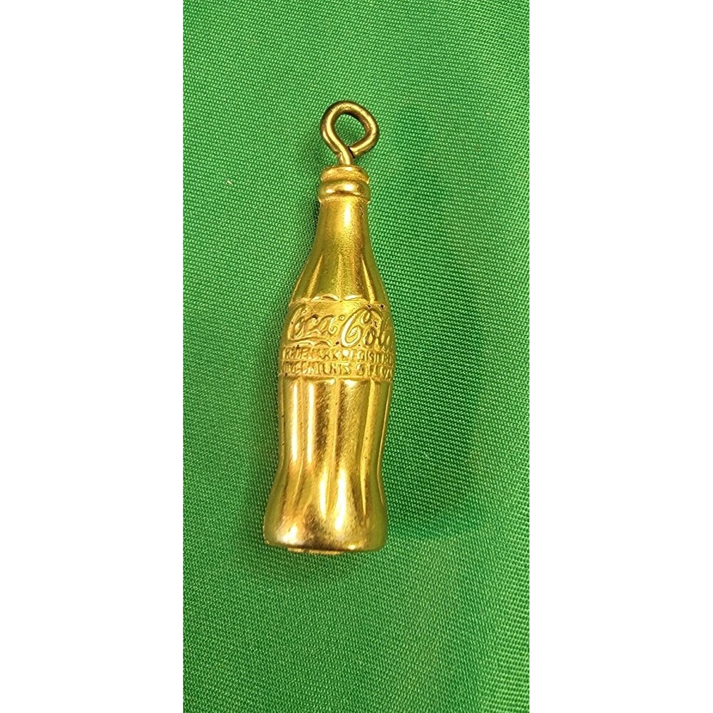 Novelty Coca Cola Bottle Golden Toned Mini Coke Charm Key Chain Accessory